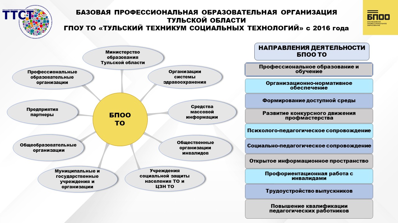 Базовая профессиональная образовательная организация, обеспечивающая поддержку функционирования региональной системы инклюзивного профессионального образования Тульской области